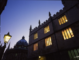 The Bodleian Library at night.